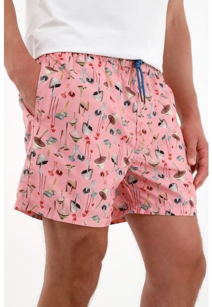 Pantaloneta De Baño Con Estampado De Hongos Para Hombre