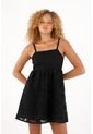 Tennis Vestido Negro Corto En Tela Bordada Para Mujer de Tennis