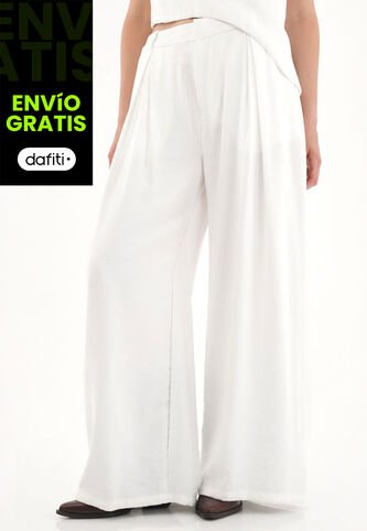 Tennis Pantalón Wide Leg Tipo Sastre Blanco Para Mujer Tennis