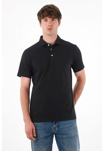 Tennis Polo Con Raqueta Bordada Negra Para Hombre Tennis