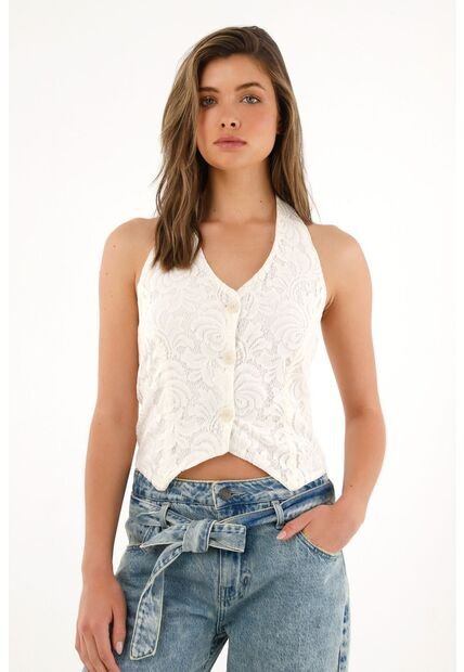 Tennis Chaleco Crudo En Encaje Para Mujer