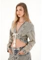 Tennis Chaqueta Crop Con Cordón Decorativo Para Mujer de Tennis