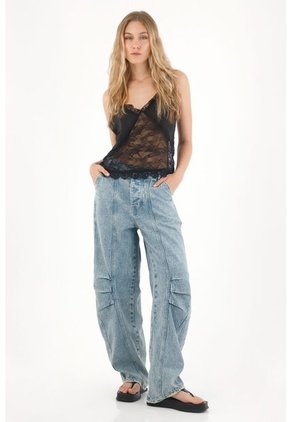 Tennis Jean Horseshoe De Tiro Bajo Azul Claro Para Mujer