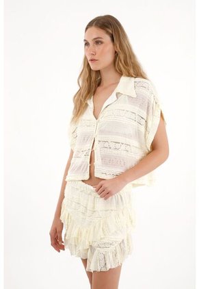 Tennis Camisa Boxy Fit Con Textura Crudo Para Mujer