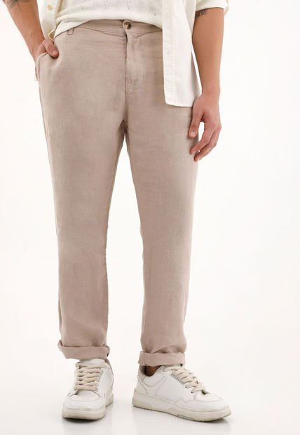 Pantalón Chino En 100% Lino Café Para Hombre