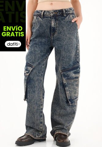 Tennis Jean Wide Leg Tiro Bajo Cargo Para Mujer Tennis