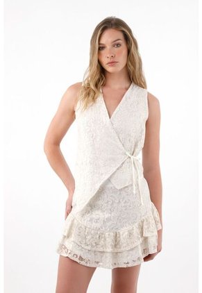 Chaleco Con Escote En V Crudo Para Mujer