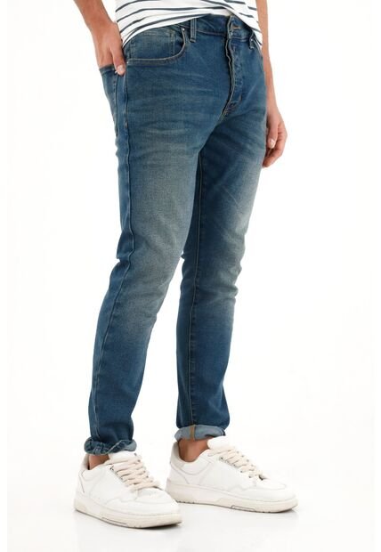 Tennis Jean Súper Skinny Tono Oscuro Azul Para Hombre