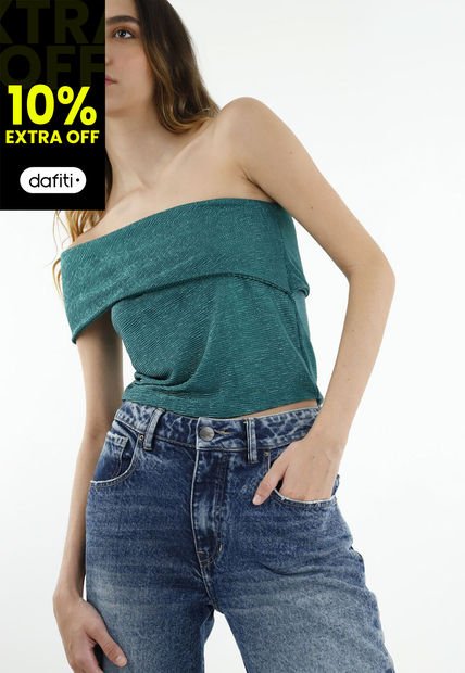 Camisa Cuello Bandeja Verde Para Mujer