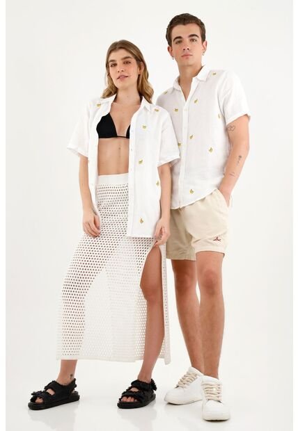 Camisa Unisex Blanca Manga Corta