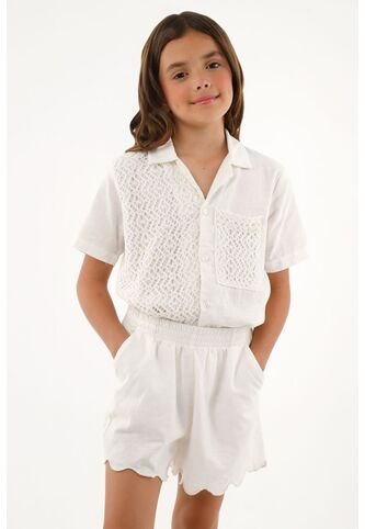 Bermuda Crudo Con Ruedo Ondulado Para Niña Tennis