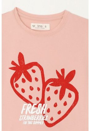 Camiseta Básica Estampada Rosada Para Niña