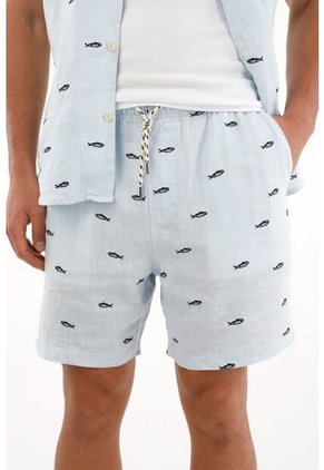 Tennis Bermuda Con Pretina Elástica Azul Para Hombre