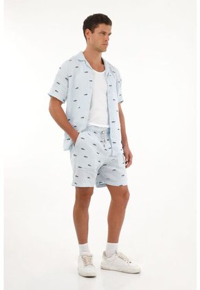 Tennis Bermuda Con Pretina Elástica Azul Para Hombre