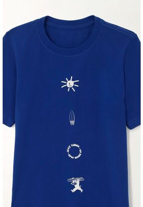 Camiseta Básica Estampada Azul Para Niño