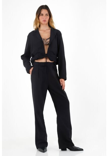 Tennis Chaqueta Con Sesgo En Ruedo Negra Para Mujer