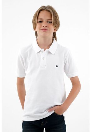 Polo Cuello Tejido Blanca Para Niño