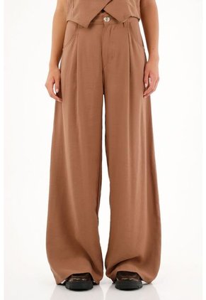 Pantalón Tipo Sastre Amplio Café Para Mujer