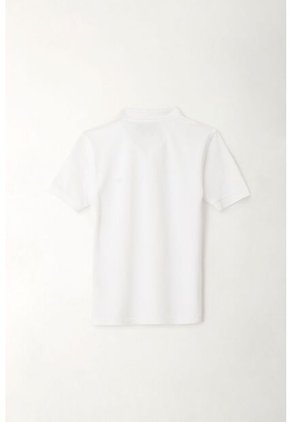 Polo Cuello Tejido Blanca Para Niño