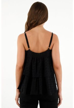 Tennis Camisa Negra En Ojalillo Para Mujer