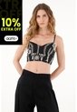 Tennis Crop Top Negro Con Escote Corazón Para Mujer de Tennis