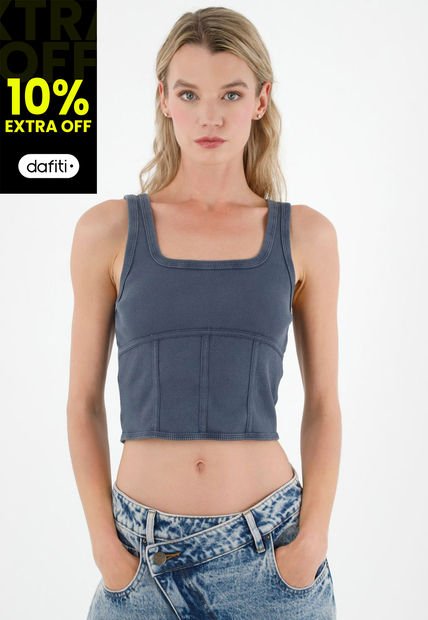 Camiseta Manga Sisa Gris Para Mujer