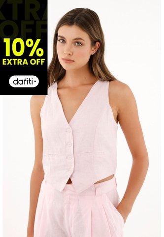 Chaleco Con Bolsillos De Ribete Decorativos Para Mujer Tennis