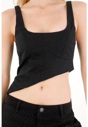 Tennis Camisa Tipo Crop Negra Para Mujer