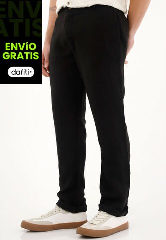 Tennis Pantalón Chino En 100% Lino Negro Para Hombre Tennis