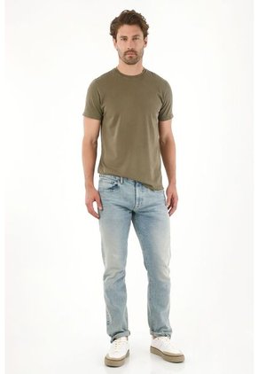 Tennis Jean Recto Con Arrugas 3D Azul Claro Para Hombre