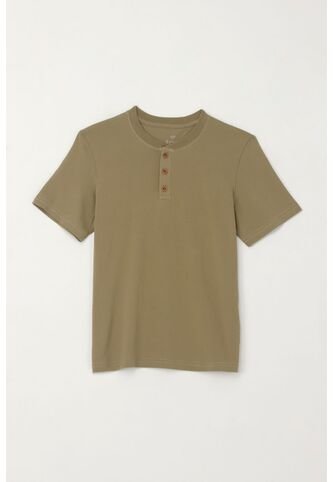 Camiseta Cuello Redondo Con Botones Verde Para Niño Tennis