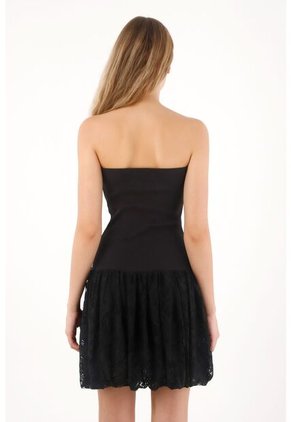 Tennis Vestido Corto Strapless Negro Para Mujer