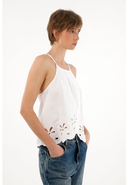 Tennis Camisa Cuello Halter Blanca Para Mujer