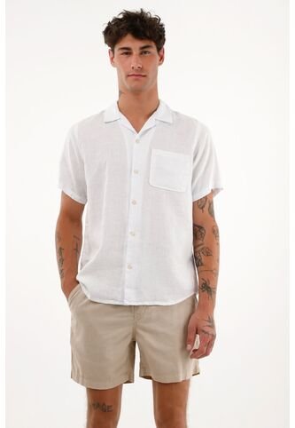 Tennis Camisa Crudo Manga Corta En 100% Lino Para Hombre Tennis