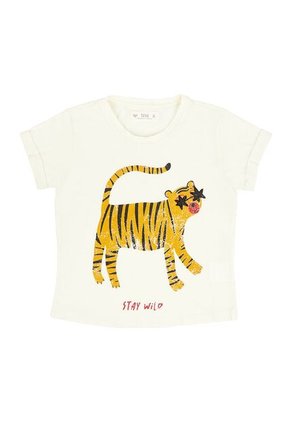 Camiseta Manga Corta Con Estampado De Tigre Para Niña