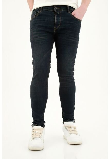 Jean Super Skinny Lavado Azul Oscuro Para Hombre
