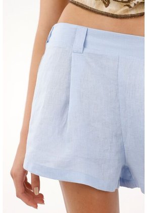 Tennis Short En 100% Lino Azul Para Mujer