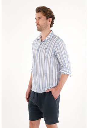 Tennis Camisa Manga Larga Con Diseño A Rayas Para Hombre