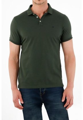 Tennis Polo Verde Cuello Tejido Para Hombre