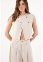 Tennis Chaleco Corto Recto Con Cruce Asimétrico En Beige Para Mujer de Tennis