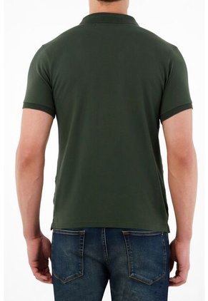 Tennis Polo Verde Cuello Tejido Para Hombre