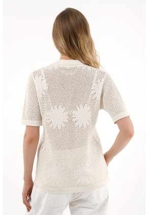 Tennis Camisa Crudo Tejida Con Diseño De Flores Para Mujer