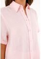 Camisa Rosada Manga Corta En 100% Lino Para Mujer de Tennis