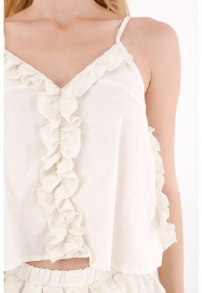 Tennis Camisa De Tiras Graduables Crudo Para Mujer