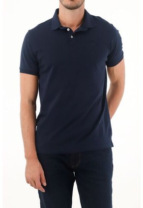 Tennis Polo Azul Cuello Tejido Para Hombre