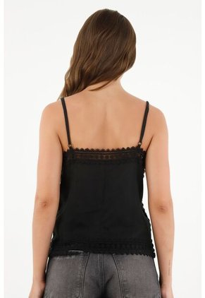 Tennis Camisa Negra Con Encaje Para Mujer