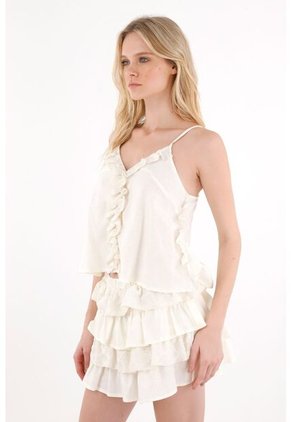 Tennis Camisa De Tiras Graduables Crudo Para Mujer