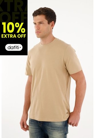 Camiseta Regular Fit Manga Corta Café Para Hombre Tennis