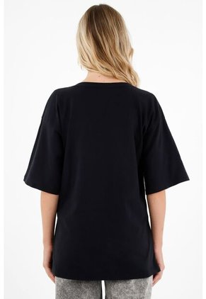 Tennis Camiseta Negra Cuello V Para Mujer