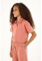Camiseta Tipo Polo Rosada Para Niña de Tennis